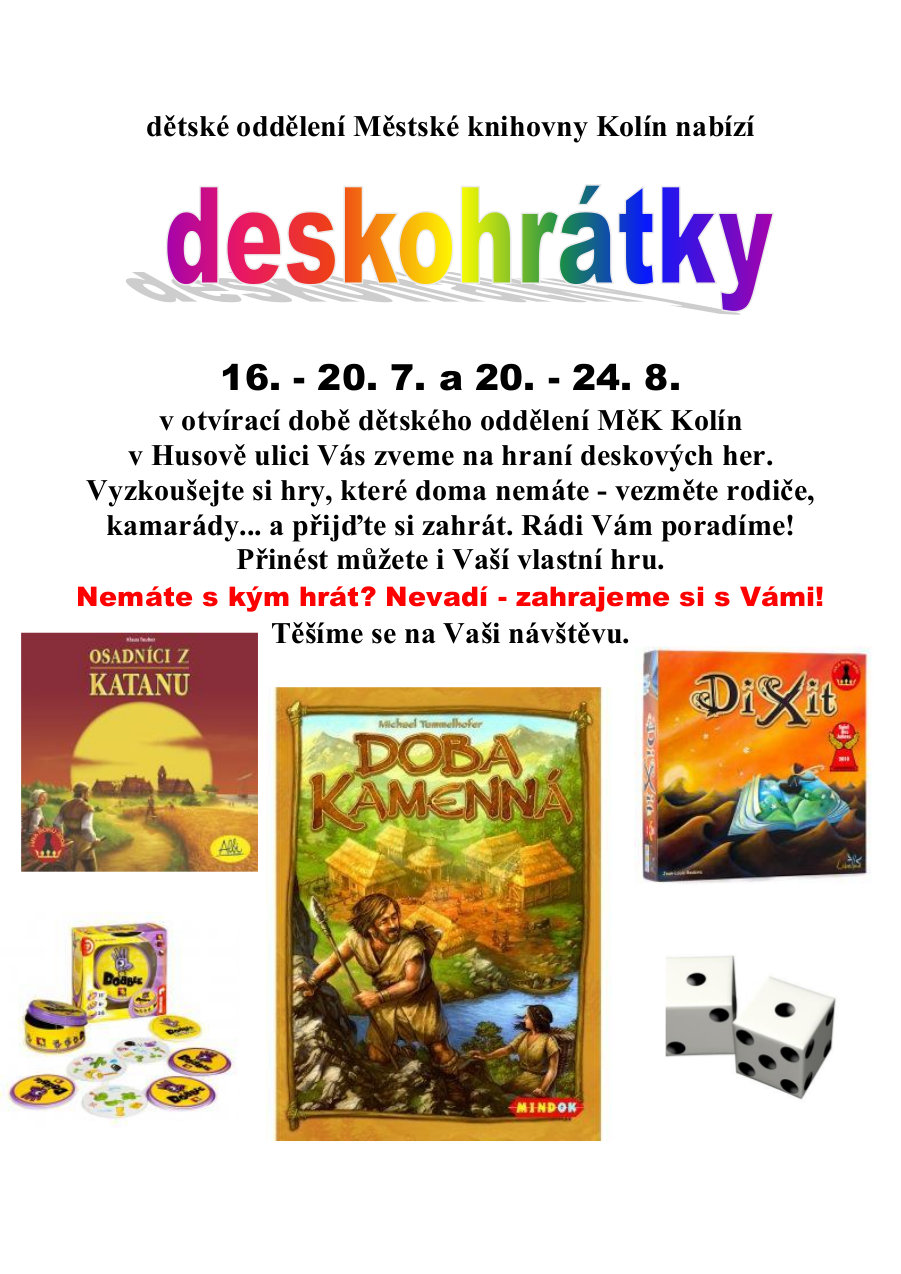 16. - 20. 7. & 20. - 24. 8. 2018 / Deskohrátky v knihovně