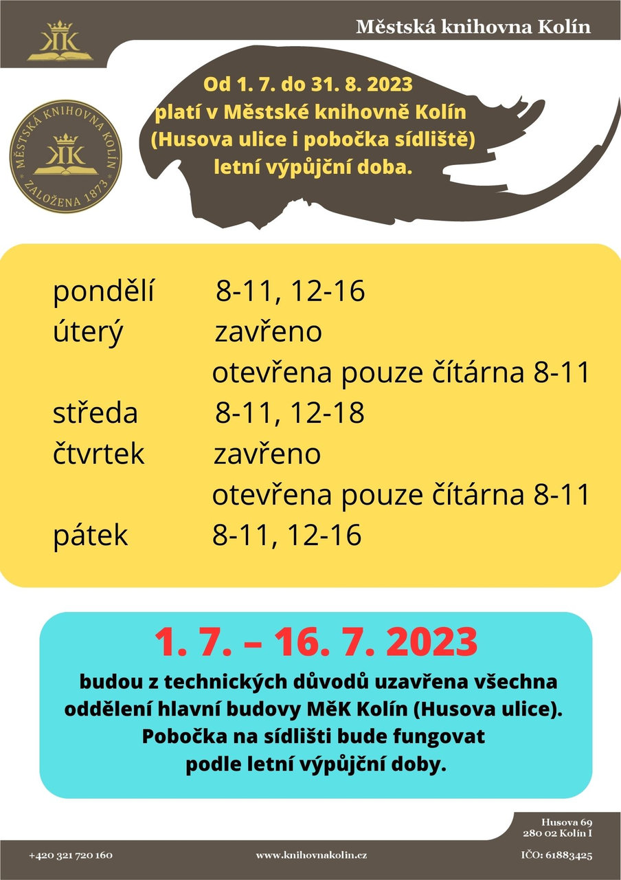 1. 7. - 31. 8. 2023 / Prázdninová otevírací doba