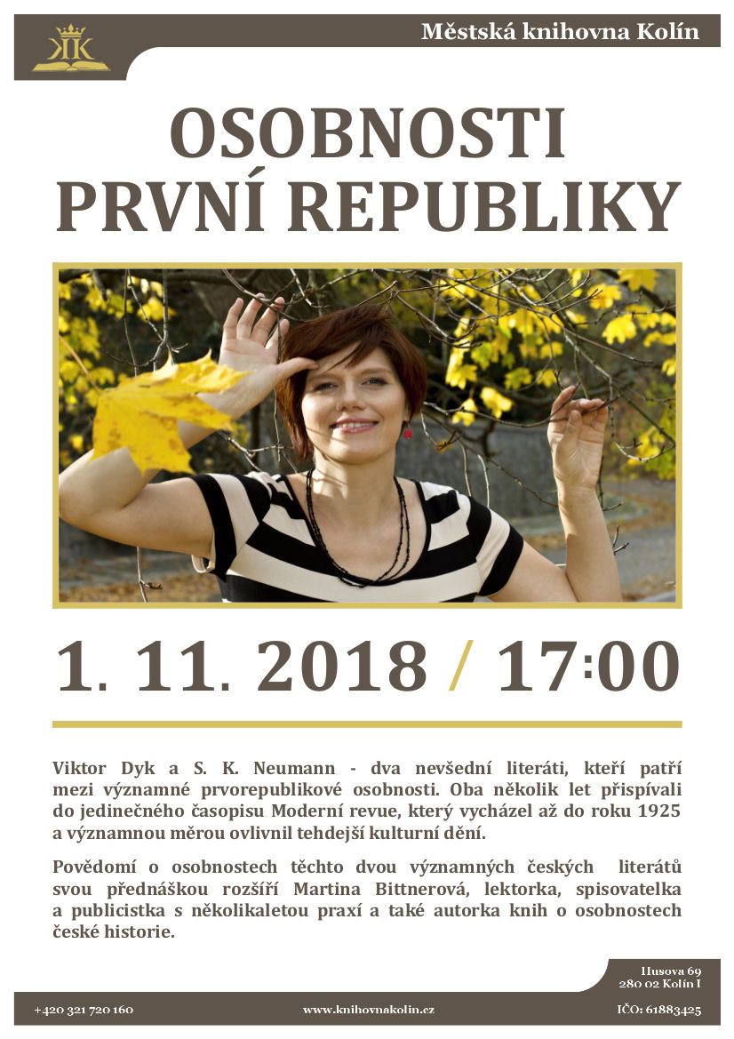 1. 11. 2018 / Přednáška Martiny Bittnerové - Osobnosti první republiky