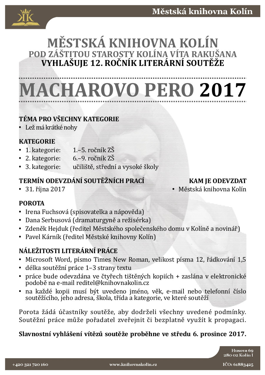 31. 10. 2017 / Literární soutěž Macharovo pero 2017