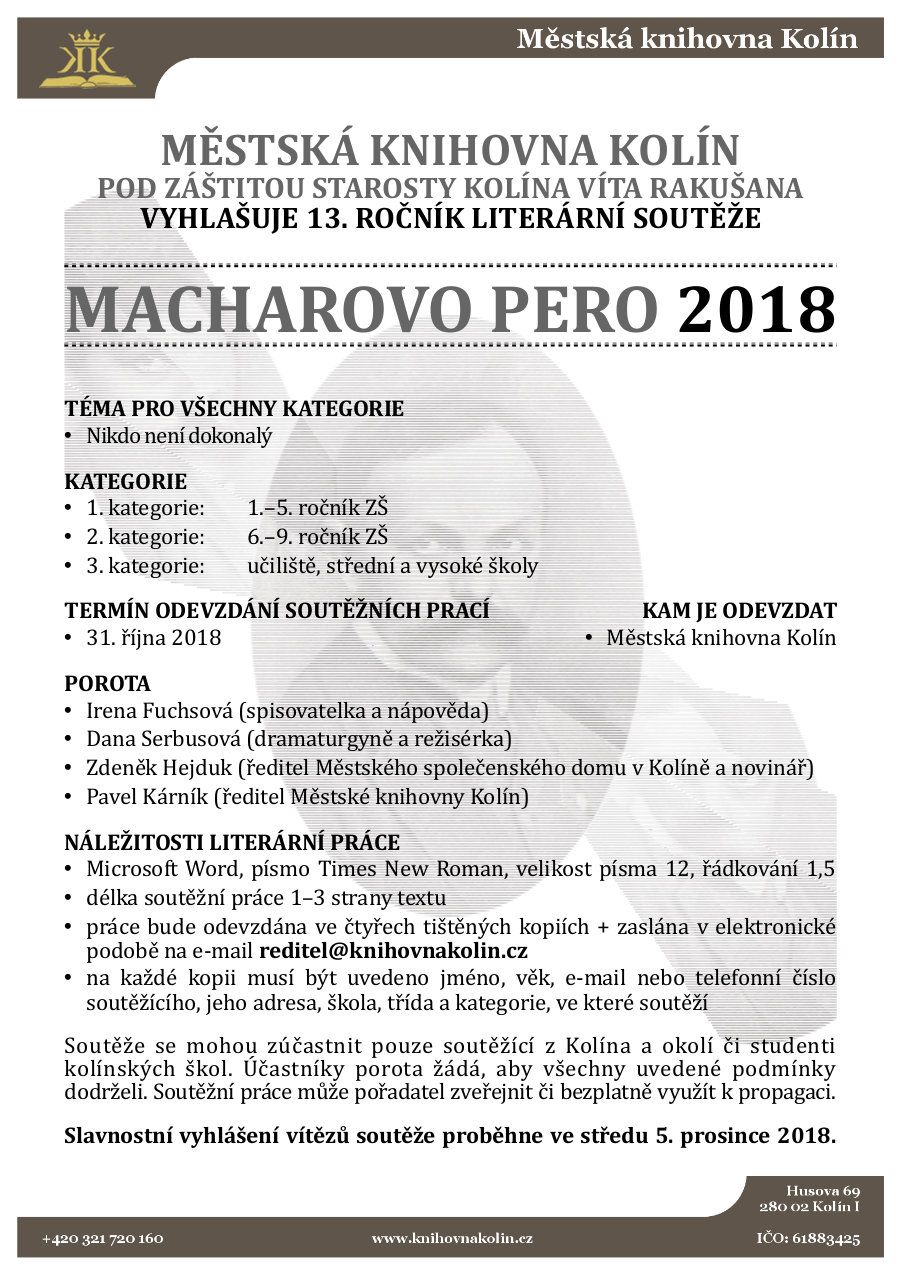 31. 10. 2018 / Literární soutěž Macharovo pero 2018