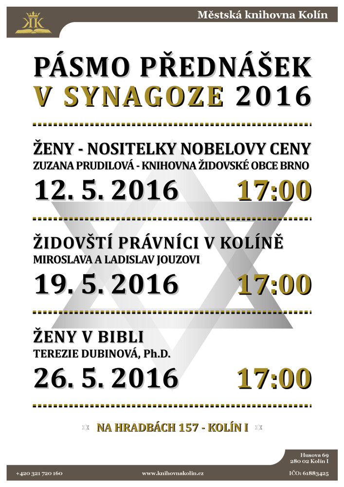 Květnové pásmo přednášek v synagoze 2016