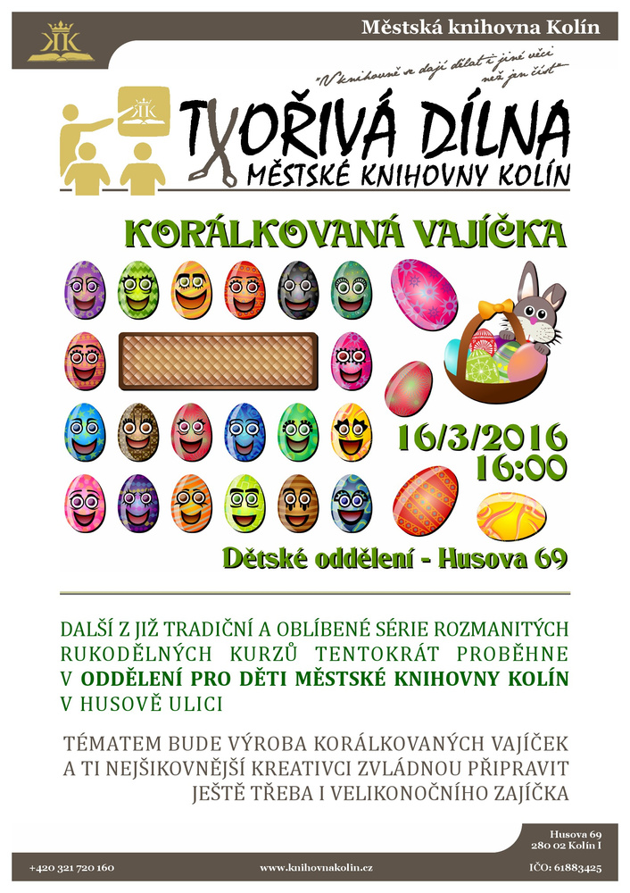 16. 3. 2016 / Tvořivá dílna Městské knihovny Kolín - Výroba korálkovaných vajíček