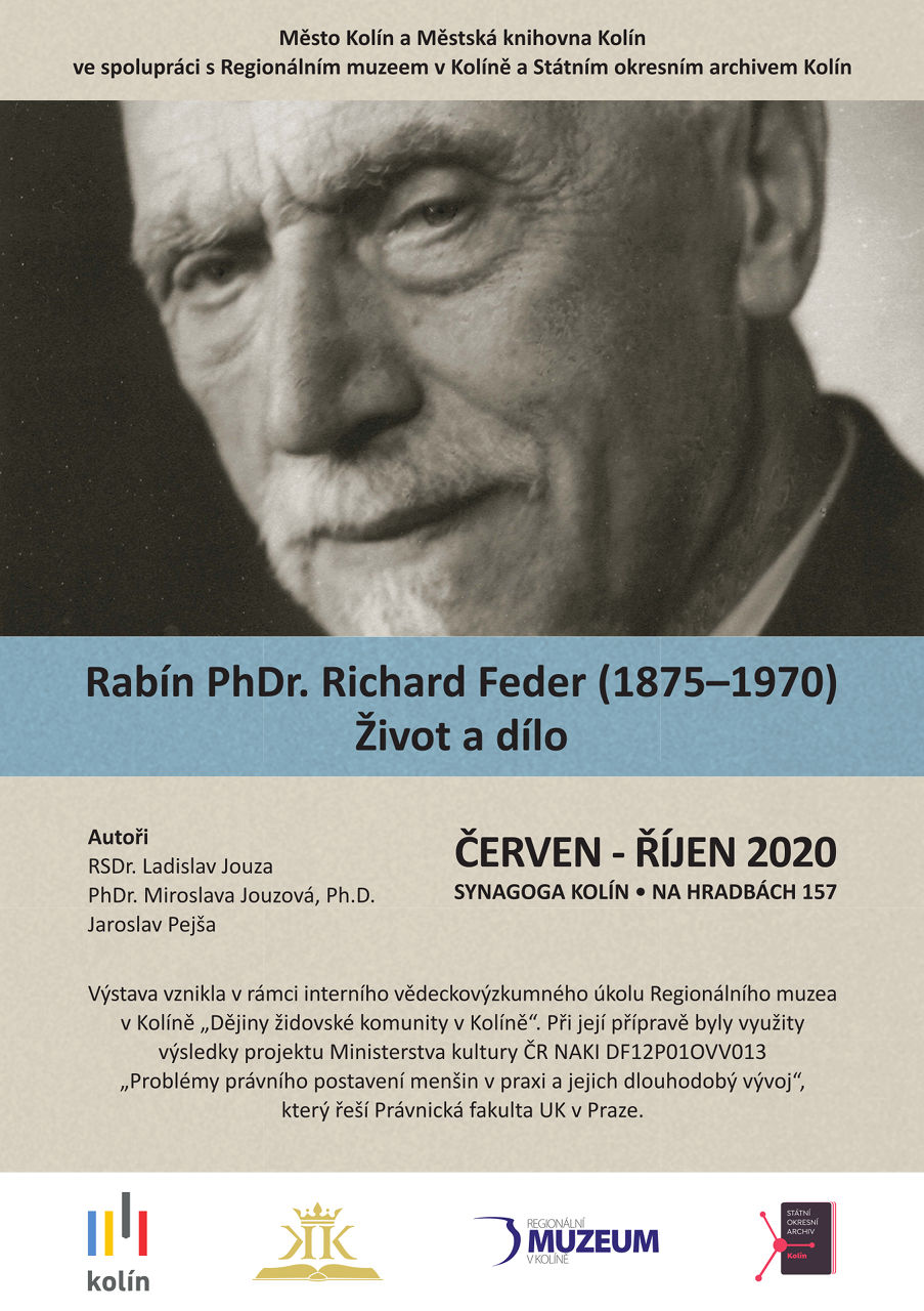 1. 6. - 31. 10. 2020 / Výstava v synagoze - Rabín PhDr. Richard Feder (1875-1970): Život a dílo