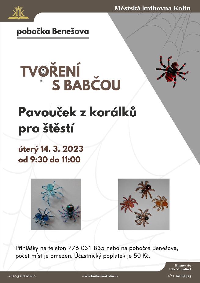 14. 3. 2023 / Pavouček z korálků pro štěstí – tvoření s Babčou