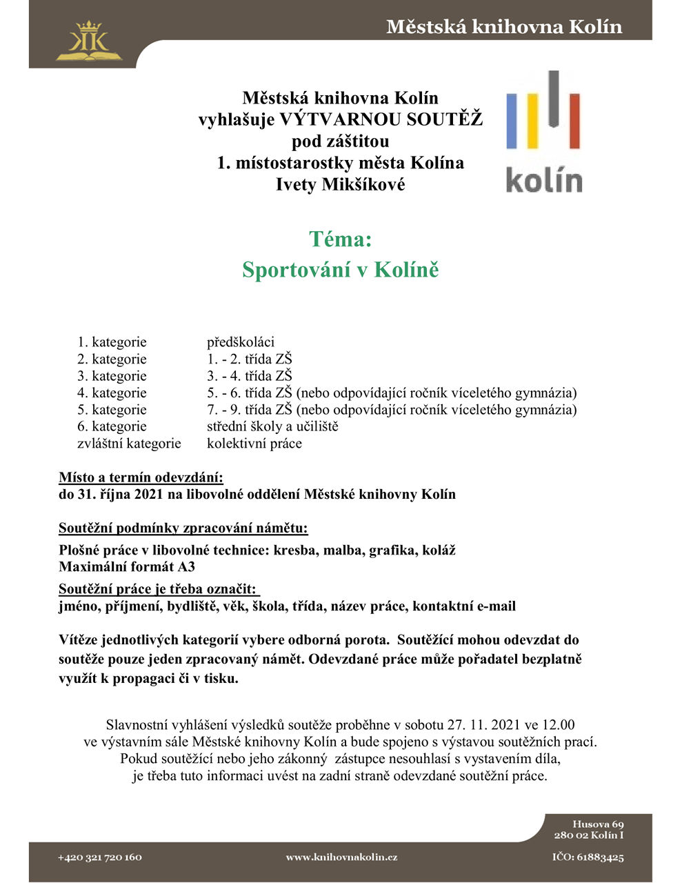 31. 10. 2021 / Výtvarná soutěž 2021 - Sportování v Kolíně